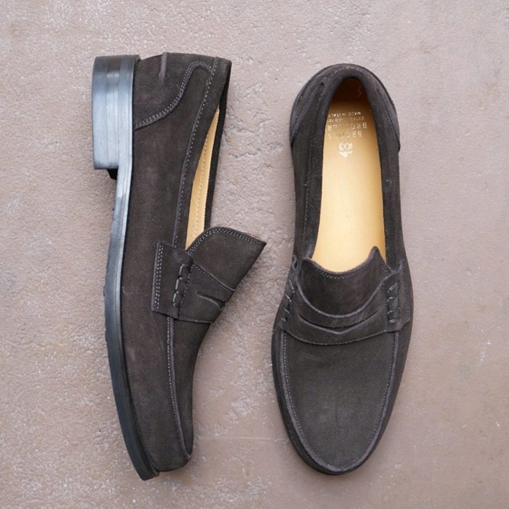 Brooks Brothers Men's Brown Suede Slip-On Loafers